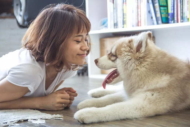 girl with her dog