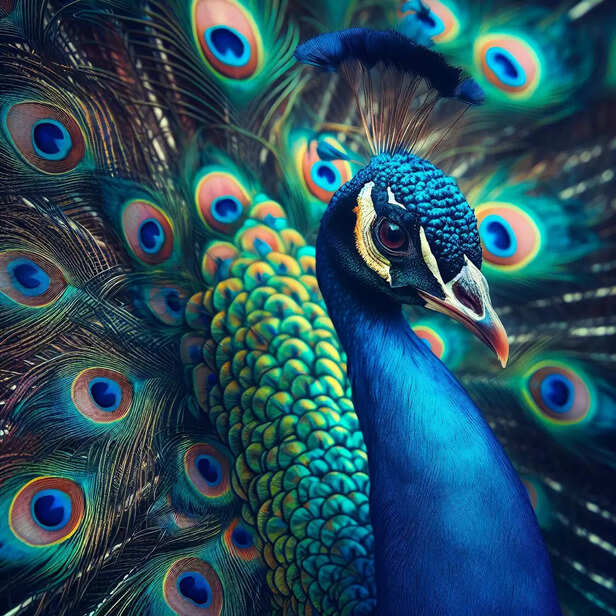 peacocks are close to him